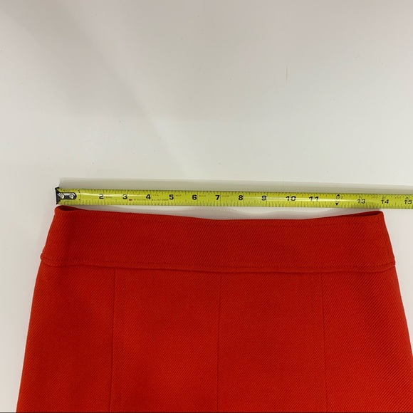 LOFT Ann Taylor Solid Orange Slit Front Cross Weave Lined Mini Skirt Size 2 - Picture 13 of 16